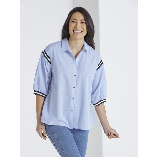 Marco Polo-Stripe Trim Top