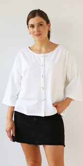 White On Black - Button Jacket-tops-Mhor