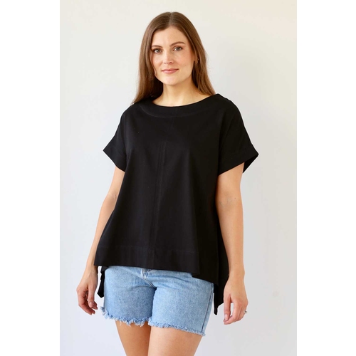 White On Black Drop Sides Tee TopsTops & Tees Mhor White On