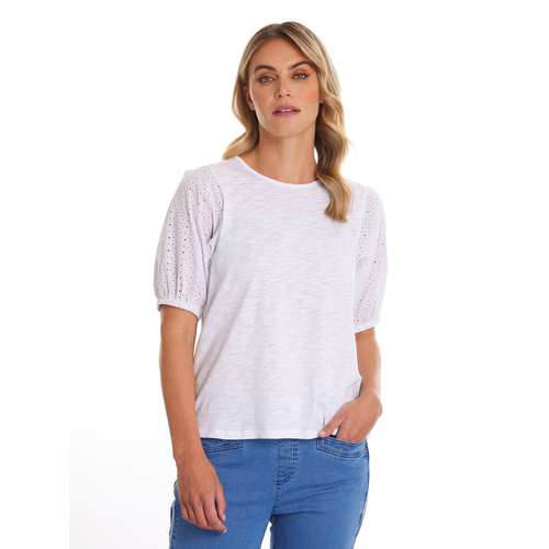 Marco Polo -  Puff Sleeve Embroidered Tee