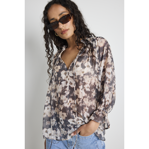 Among The Brave-Floral Shirred Top