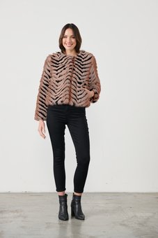 Holmes & Fallon - Chevron Faux Fur Jacket-tops-Mhor