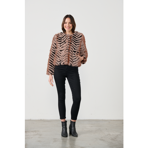 Holmes & Fallon - Chevron Faux Fur Jacket