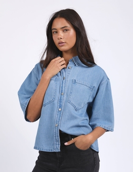 Foxwod-Hutton Denim Shirt-tops-Mhor