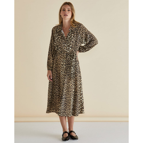 Betty Basics-Lisa Leopard Shirt Dress
