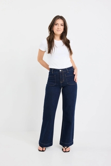 Among The Brave-Zoey Indigo Petite Wide Leg Jeans-bottoms-Mhor
