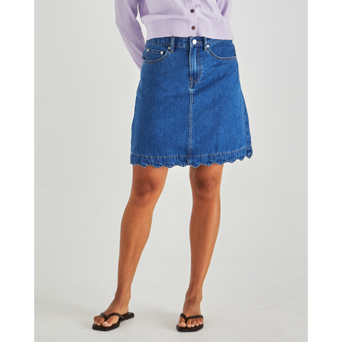 Sass-Vale Scalloped Denim Skirt