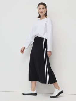 Marco Polo-Twin Stripe Ponte Skirt-bottoms-Mhor