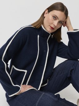 Marco Polo-Contrast Boiled Wool Jacket-tops-Mhor