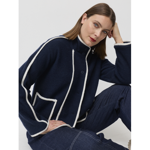 Marco Polo-Contrast Boiled Wool Jacket