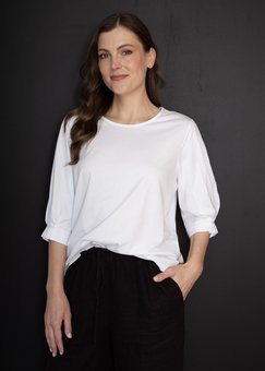 White On Black-Pleat Sleeve-tops-Mhor