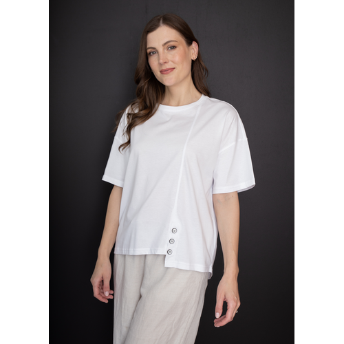 White On Black-3 Button Crew