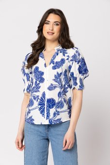 Seeking Lola-Blue Lotus Blouse-tops-Mhor