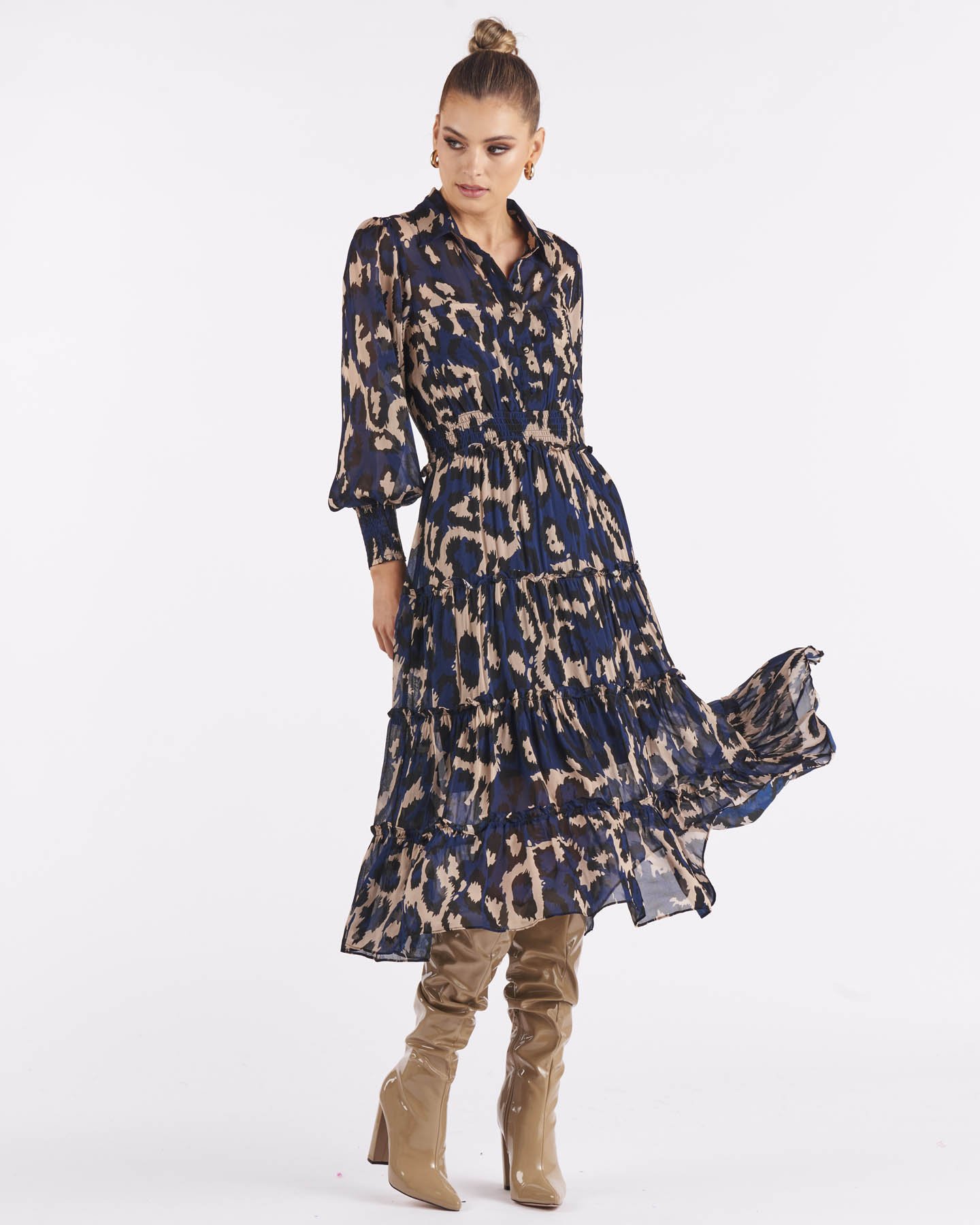 knee length dresses for ladies Lady Luck Fringe Blue Dress