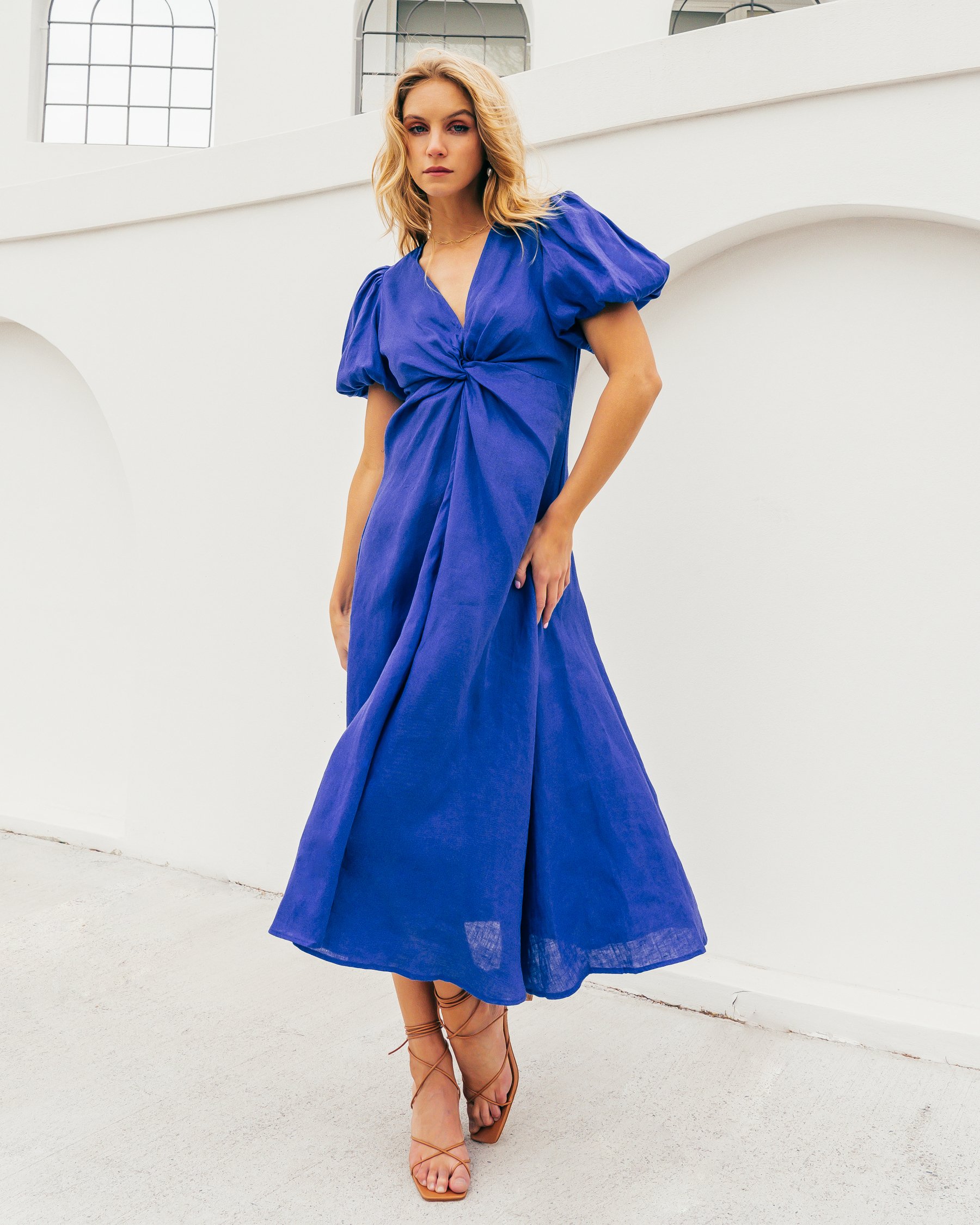 chinese dress ladies Cobalt Blue Contrast Strap Cotton Maxi Dress Large main image 0